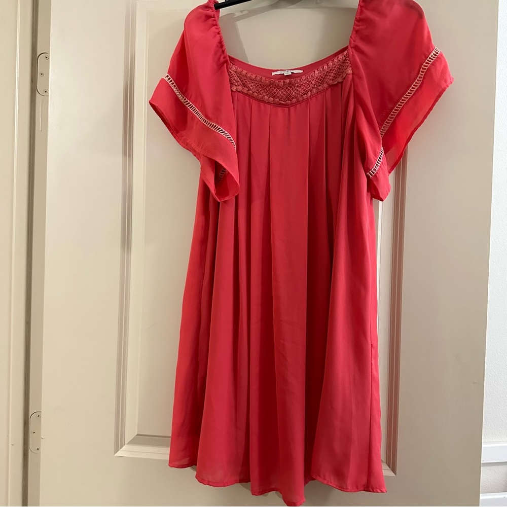 Umgee Coral flowing mini dress boho dress NWOT size L